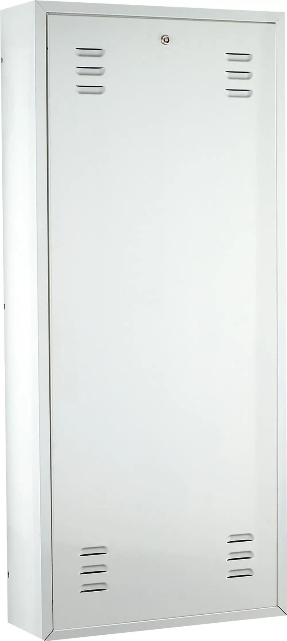 Weißes Aufputzgehäuse mit geschlossener Front und Belüftungsöffnungen, geeignet für die Installation von Wohnungstechnik, gefertigt von Bosch.